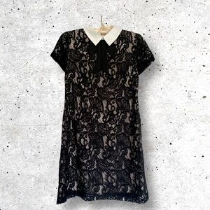 Betsey Johnson Black Lace Dress with White Collar